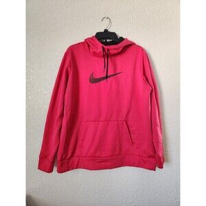 NIKE Sweater Womens XL Long Sleeve Swoosh Funnel Neck Dri Fit Hoodie Pink